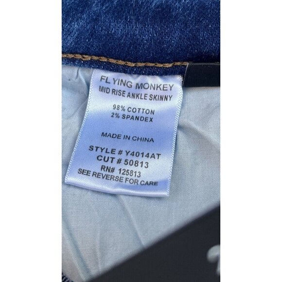 Flying Monkey Women's Blue Denim Mid-Rise Ankle Skinny Jeans Size 26 - Picture 5 of 13